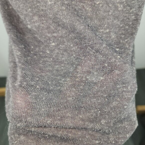 Women's BKE Core Raw Edge Thin Sweater Material Sml Shirt Grey V-Neck Poly/Flax - Picture 4 of 7